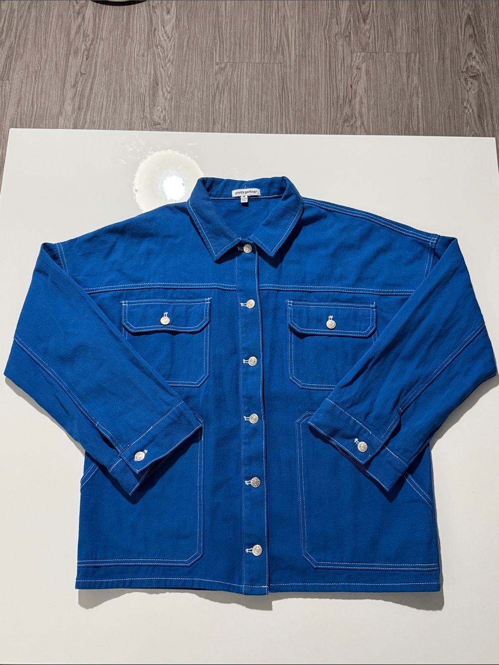 Pretty Garbage Classic Blue Top — Button/Collared Detail